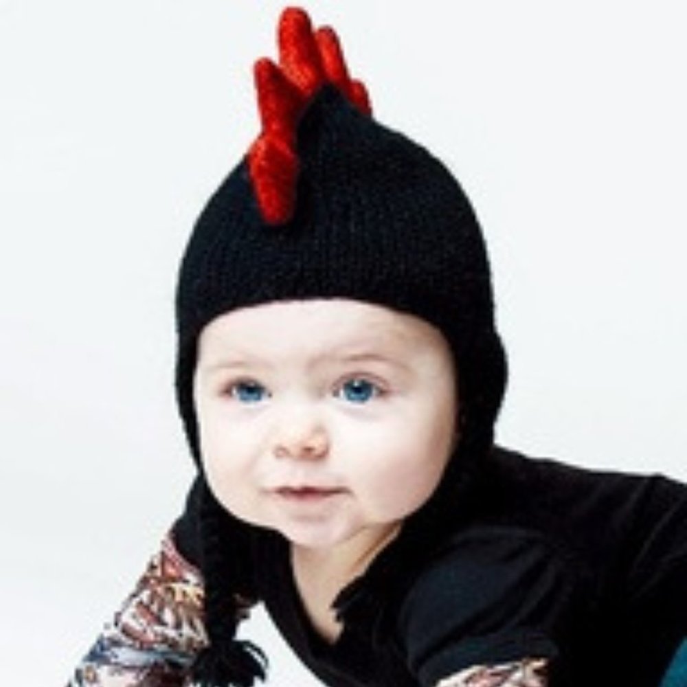 Black Mohawk Hat With Red Spikes Beanie